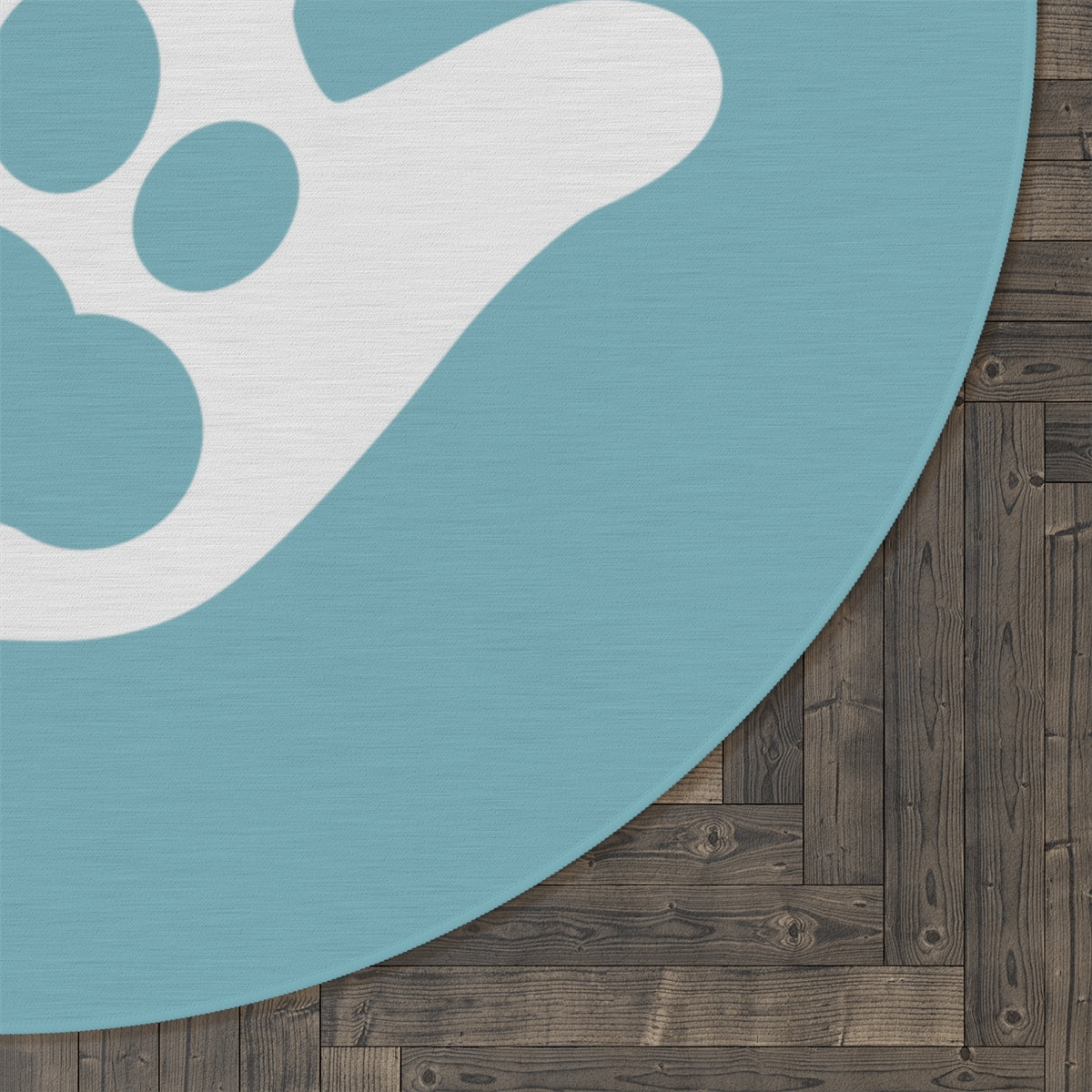 Paw n' Hand Round Rug - Light Teal