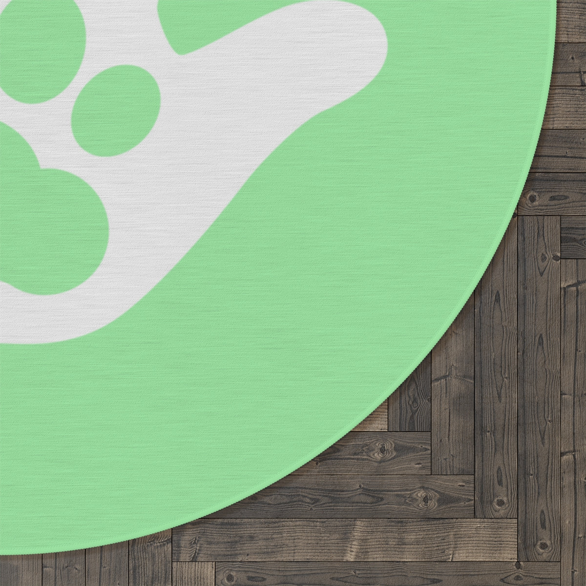Paw n' Hand Round Rug - Lime Green