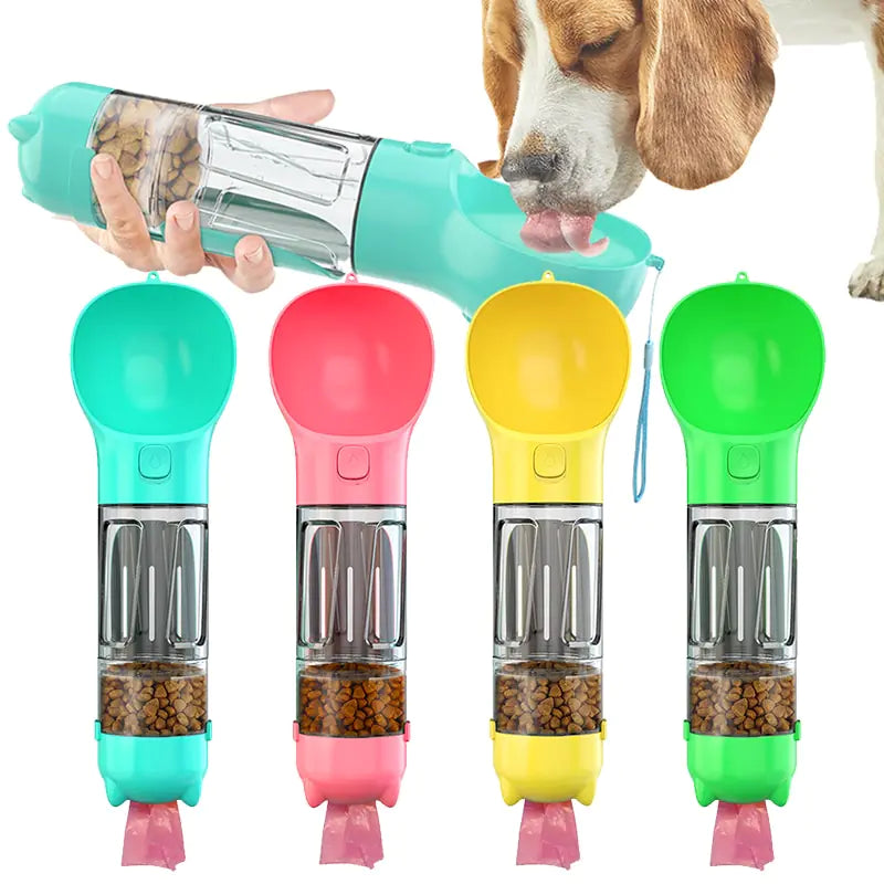 Travel Friendly All-in-One Dog Water Bottle, Snack, and Scooper