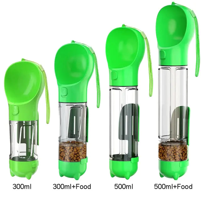 Travel Friendly All-in-One Dog Water Bottle, Snack, and Scooper