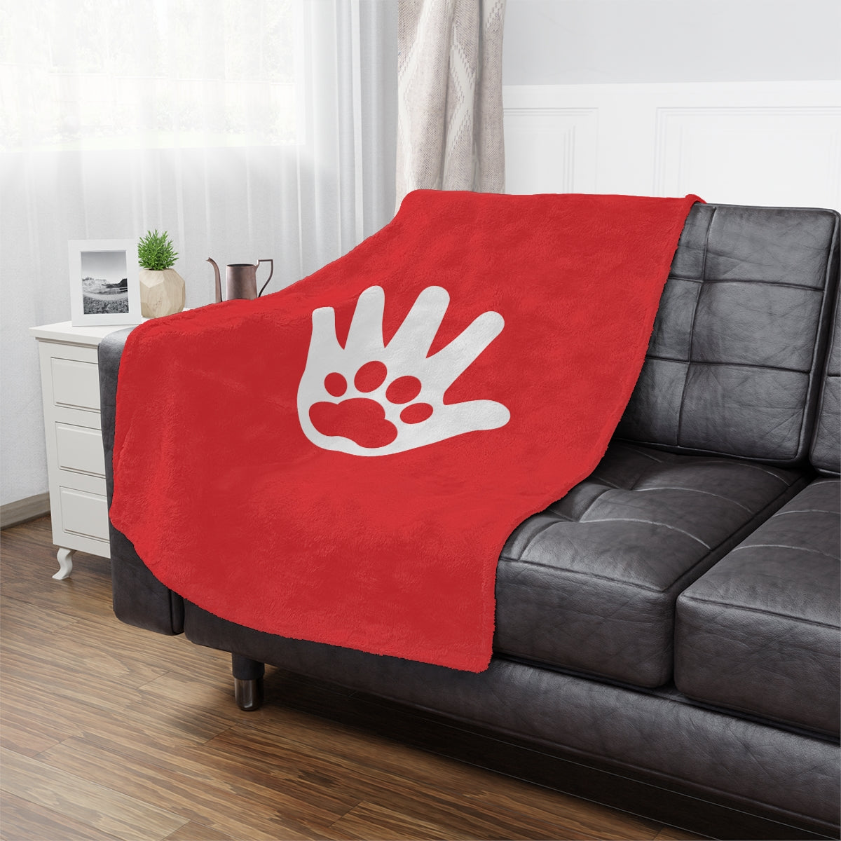 Paw n' Hand Minky Blanket - Red