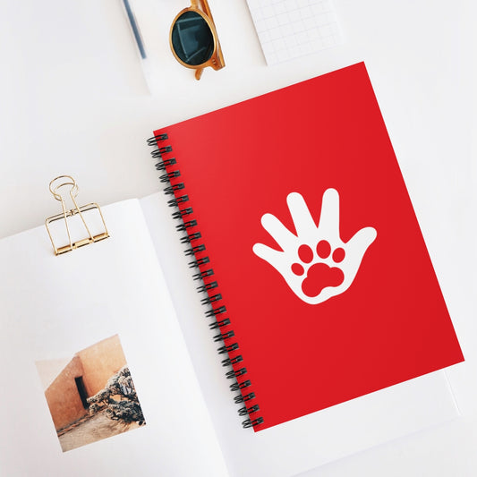Paw n' Hand Spiral Ruled Line Notebook - Red