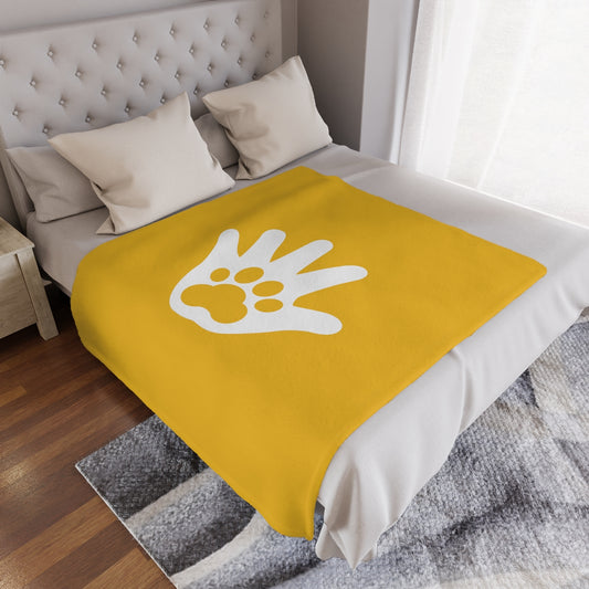 Paw n' Hand Minky Blanket - Yellow