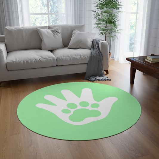 Paw n' Hand Round Rug - Lime Green