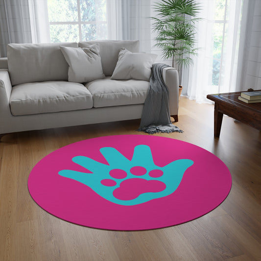 Paw n' Hand Round Rug - Special Edition Pink