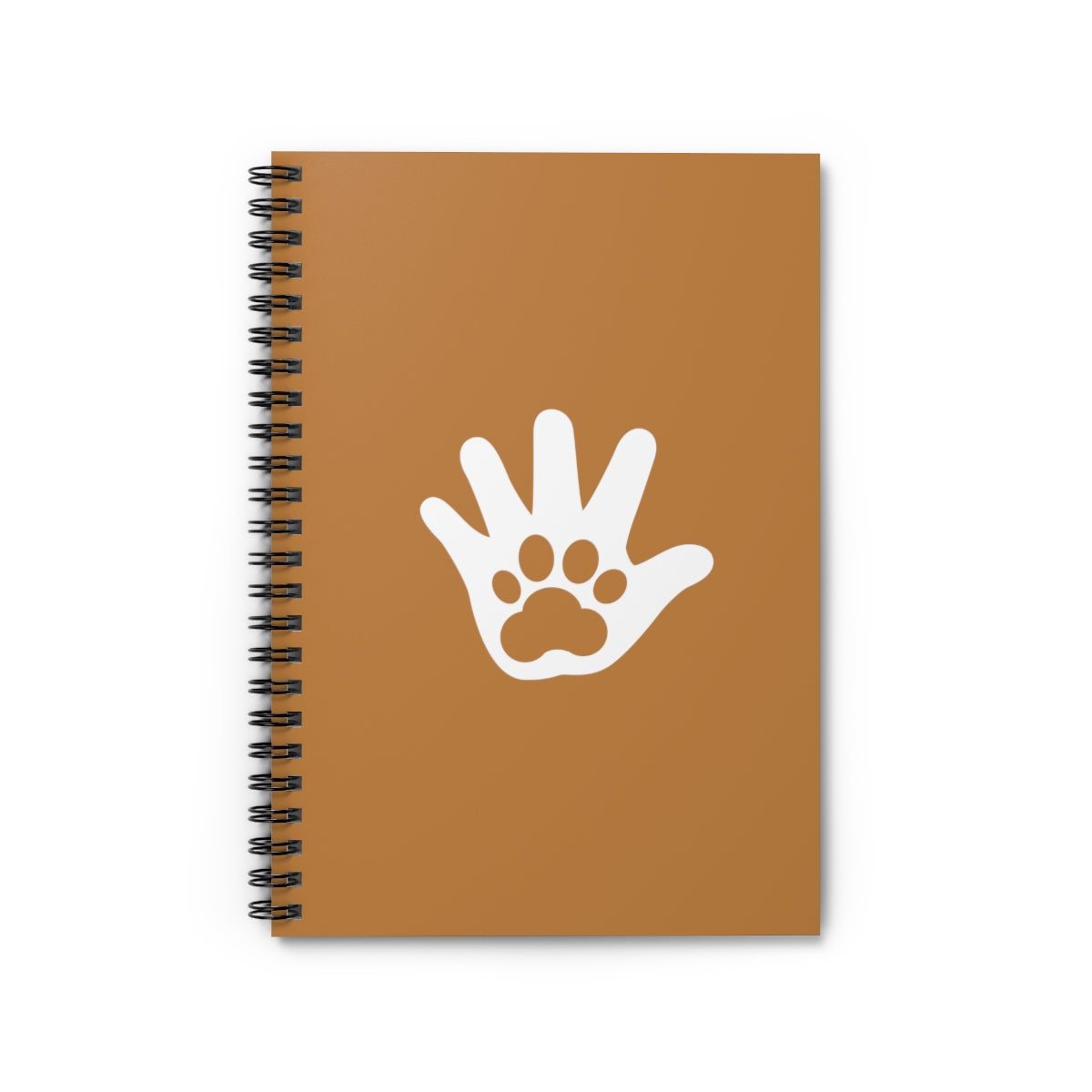 Paw n' Hand Spiral Ruled Line Notebook - Brown