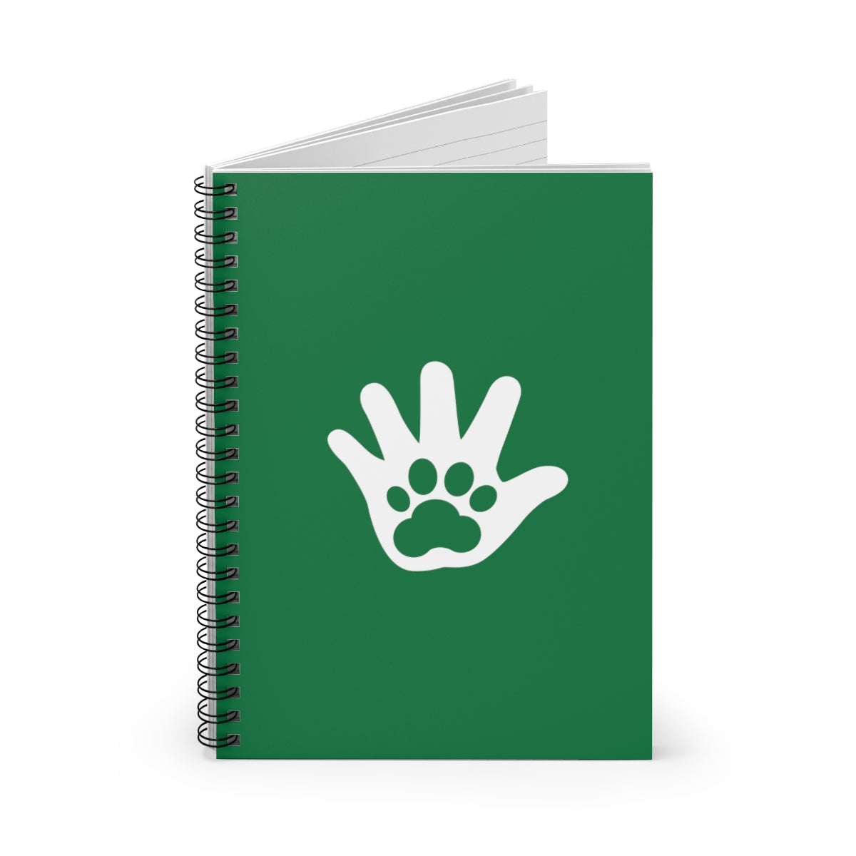 Paw n' Hand Spiral Ruled Line Notebook - Green