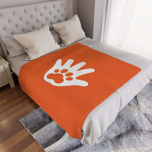 Paw n' Hand Minky Blanket - Orange