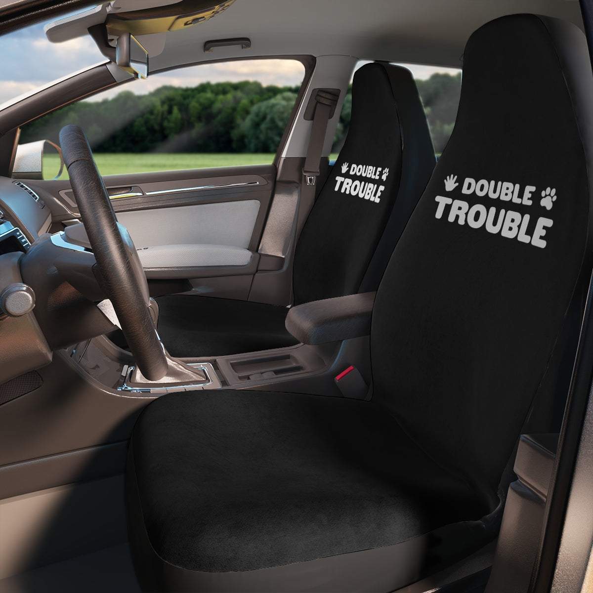 Double Trouble Polyester Car Seat Covers - Black