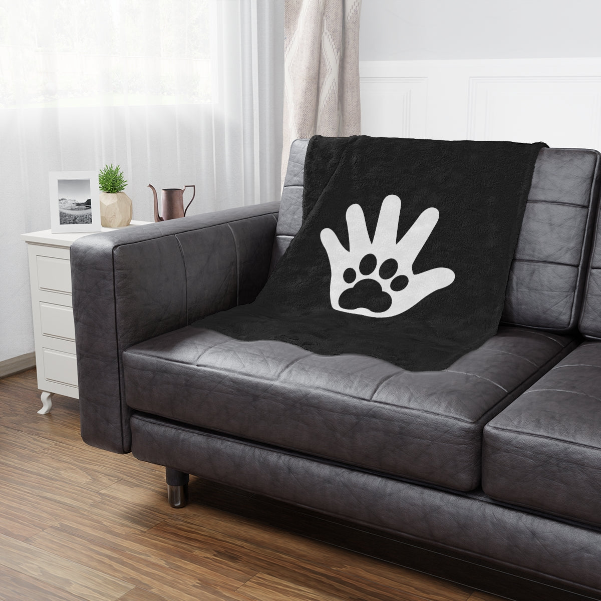 Paw n' Hand Minky Blanket - Black