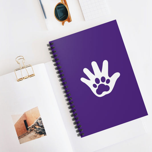 Paw n' Hand Spiral Ruled Line Notebook - Purple
