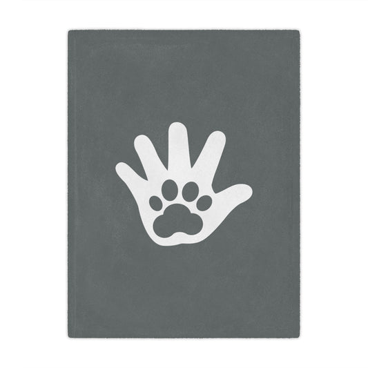 Paw n' Hand Minky Blanket - Gray