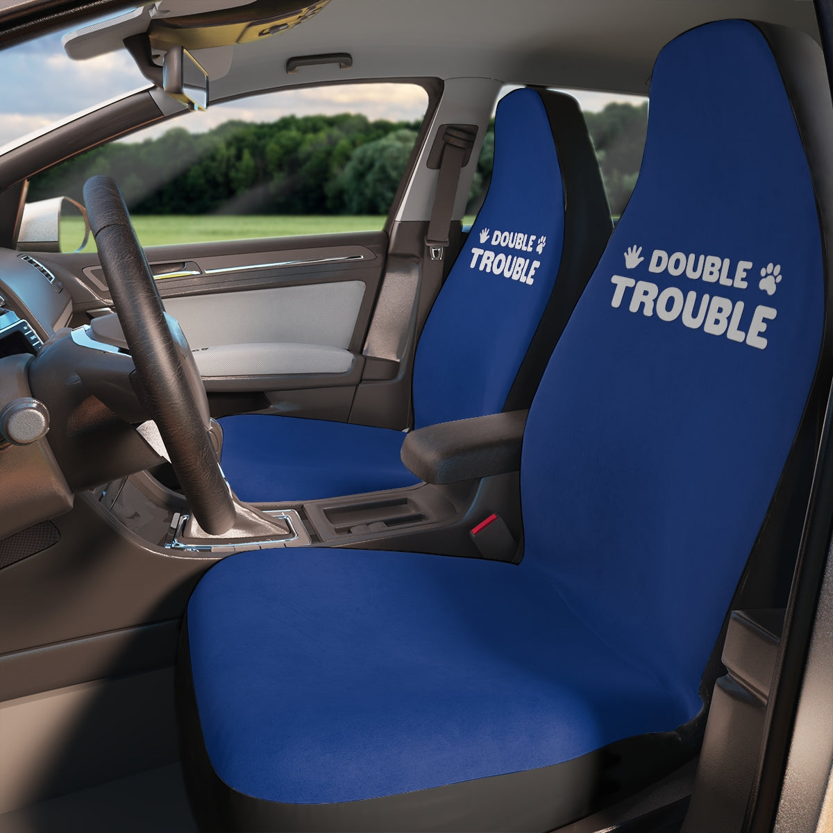 Double Trouble Polyester Car Seat Covers - Blue