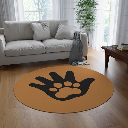 Paw n' Hand Round Rug - Special Edition Brown