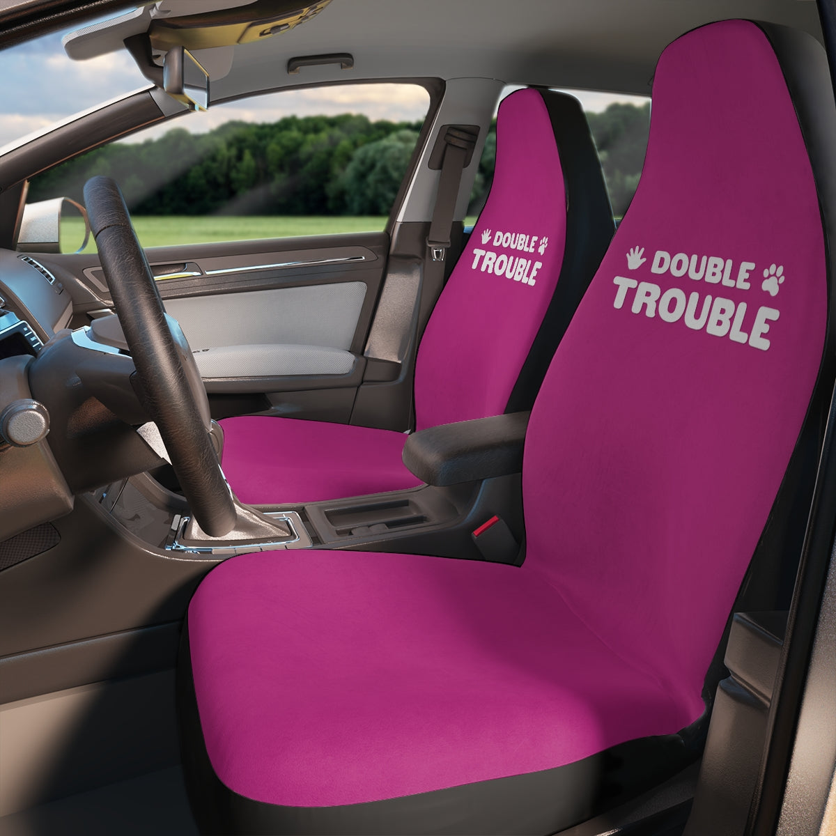 Double Trouble Polyester Car Seat Covers - Pink