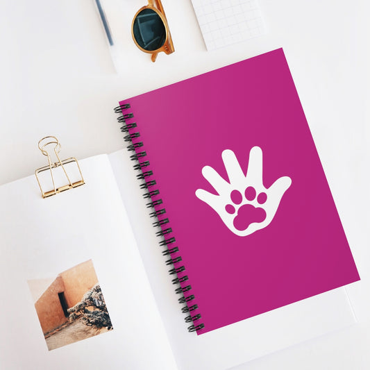 Paw n' Hand Spiral Ruled Line Notebook - Pink