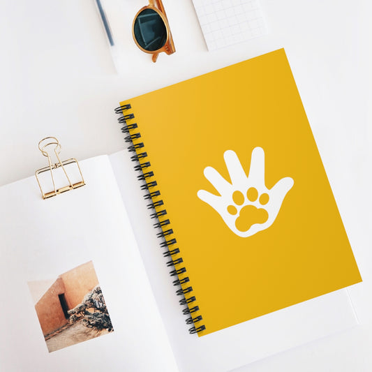 Paw n' Hand Spiral Ruled Line Notebook - Yellow